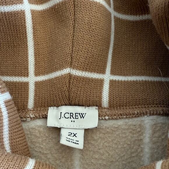 J. Crew Women's Tan Windowpane Plaid Pullover Turtleneck Sweater sz 2X Cozy - Picture 3 of 6